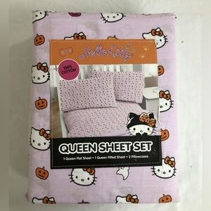 NEW Hello Kitty Halloween Queen Sheet Set - Pink Purple Fall Autumn Cotton